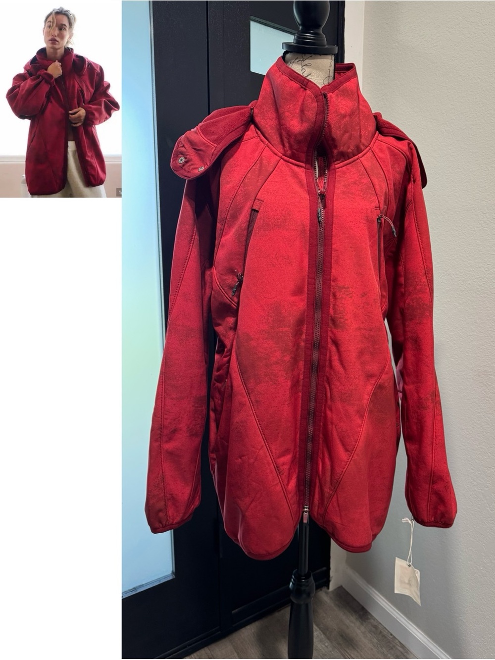 NWT Free People Red Zip-Front Utility Jacket